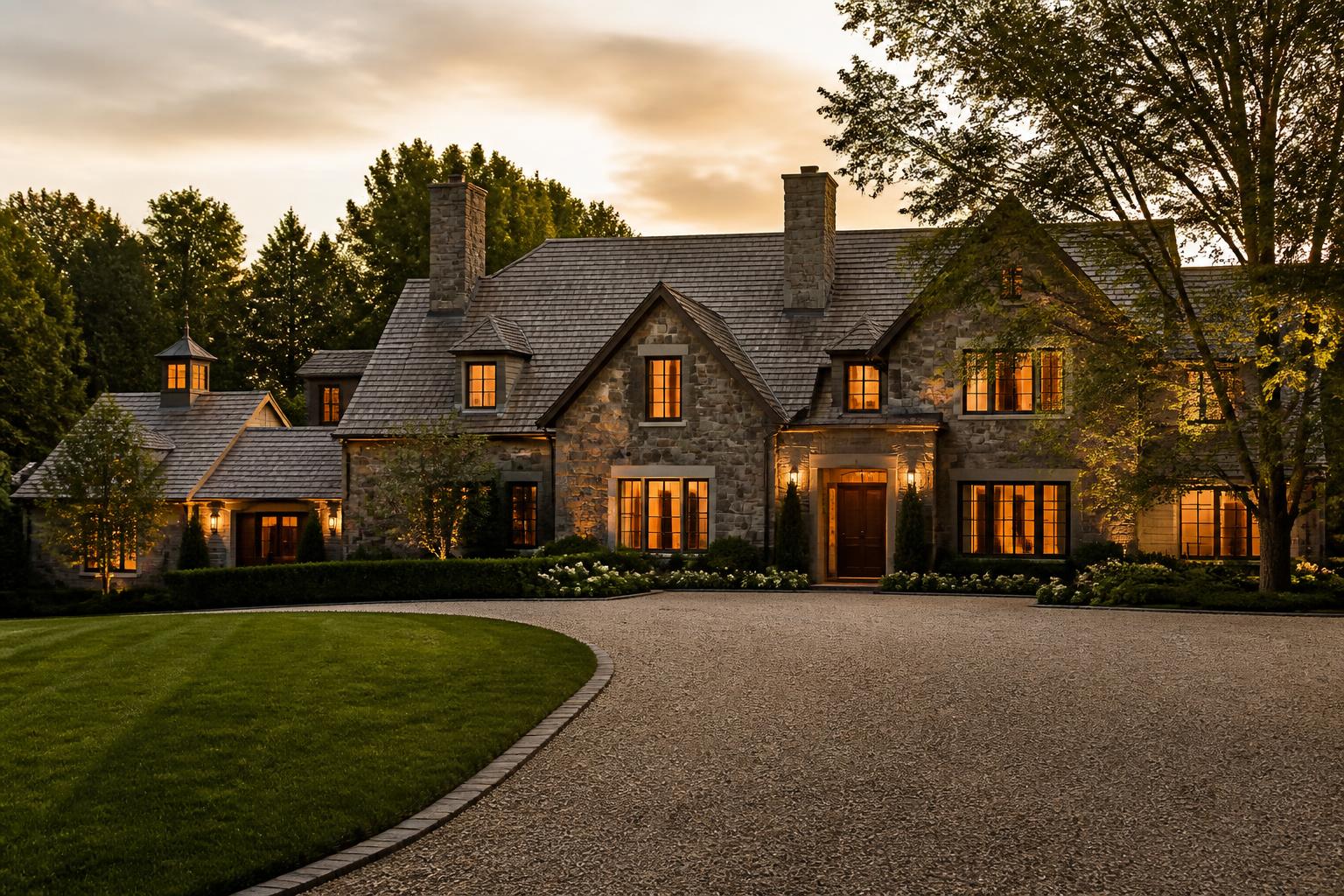 Premium residential home at dusk